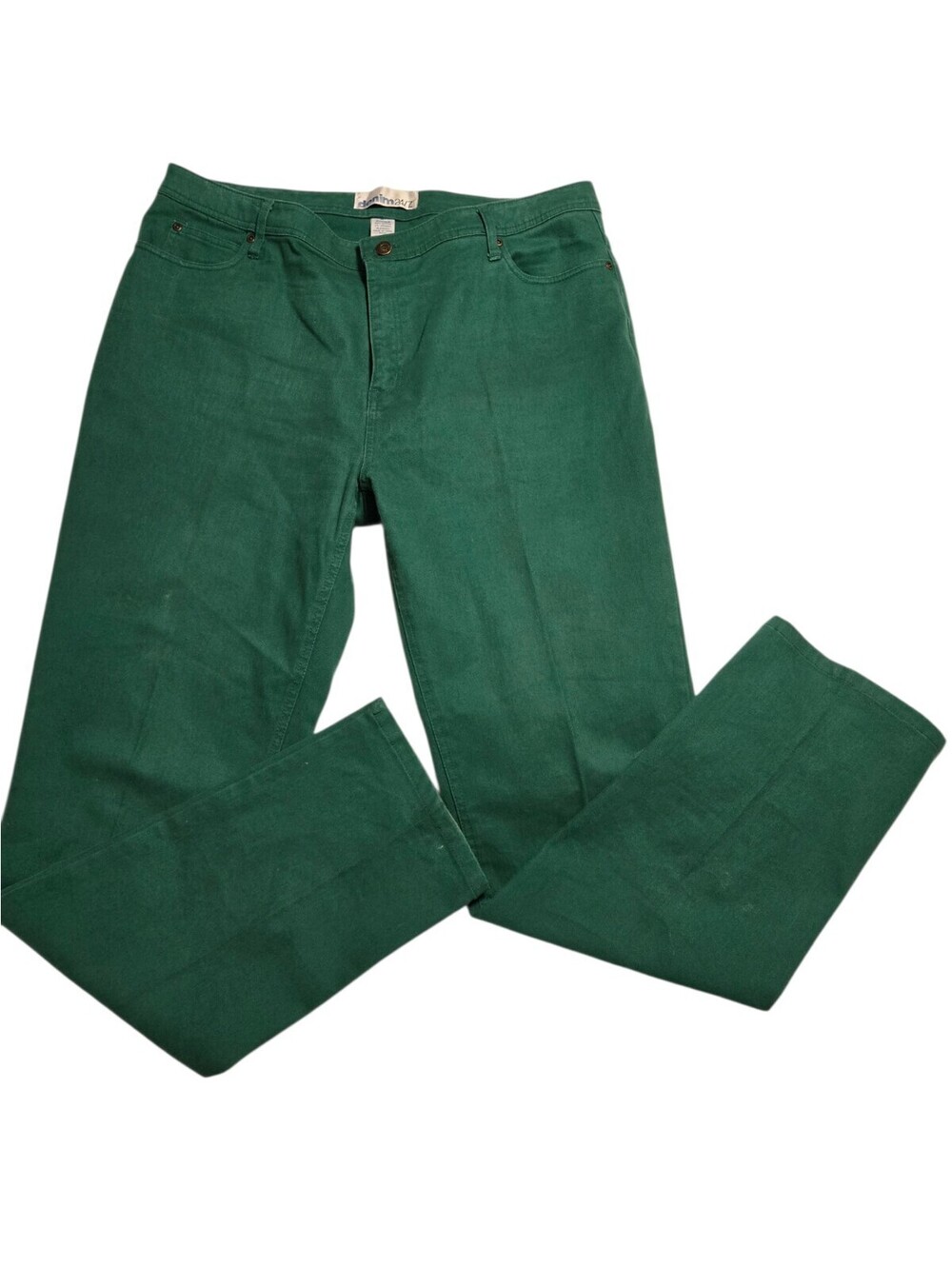 Denim 24/7 Green Denim Jeans High Rise Straight Leg Stretch Pants Sz 18T Tall